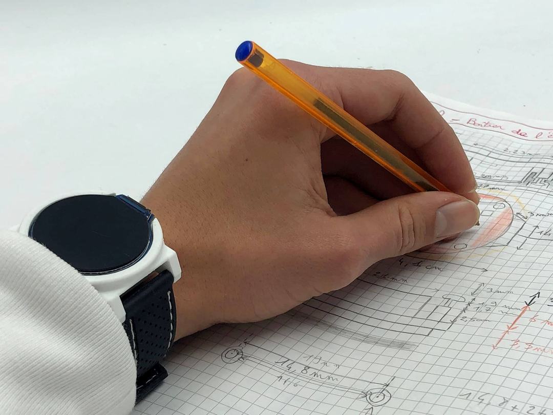 Sketching the watch design while wearing a prototype