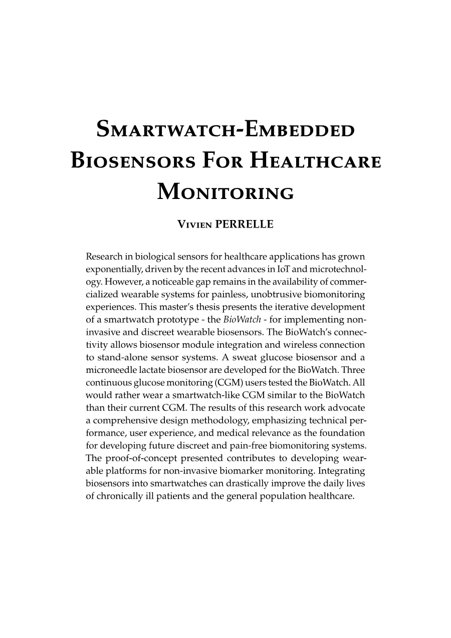 First page of Smartwatch-Embedded Biosensors For Healthcare Monitoring — full thesis (PDF)